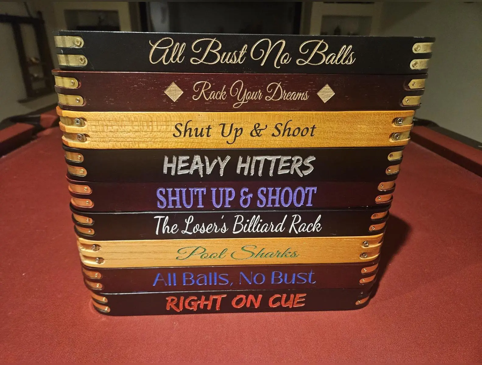 Custom Billiards Triangle Rack: Personalized Pool Room Decor