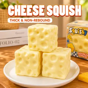 Squishy Cheese Block - Yellow, moldable fidget Toy with Squeeze Feature, Ideal for Play and Relaxation Giant Cheese Squishy - 6/7cm Moldable Non-Rebound Fidget Toy | Viral ASMR Stress Ball Glutinous