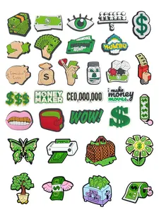 10/21/32 Piece Dollar Bill Money Bag PVC Cartoon DIY Shoe Clips Decorations, Classic Sandals for Family Gatherings, Christmas Party Gifts