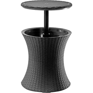 Pacific Cool Bar Outdoor Patio Furniture and Hot Tub Side Table with 7.5 Gallon Beer and Wine Cooler, Dark Grey