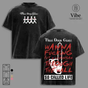 Three Days Grace Band Acid Wash Tee – Vintage Heavy Cotton Oversize Unisex Alternative Rock, Post-Grunge, Hard Rock, Alternative Metal, Retro Y2K Music Graphic Streetwear, T-Shirt Option for Rock Music Fans