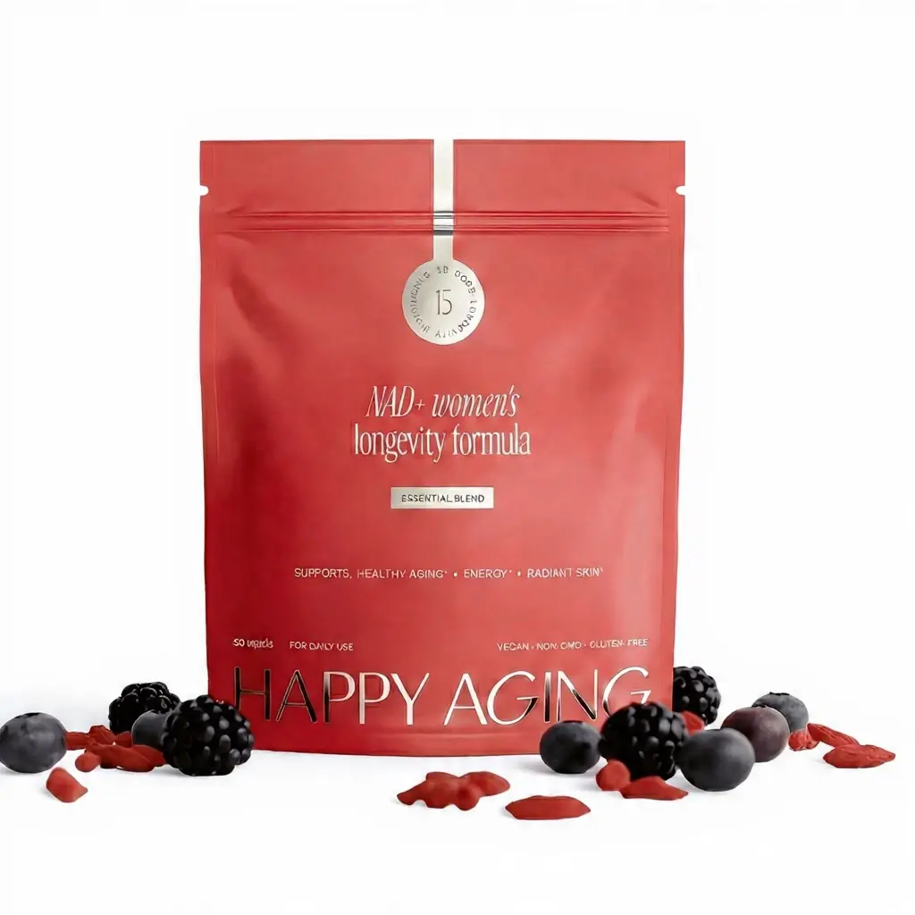 Happy Aging Essential NAD+ SuperBlend Capsules with NMNH, NR & Liposomal NAD+ for Women's Energy & Longevity