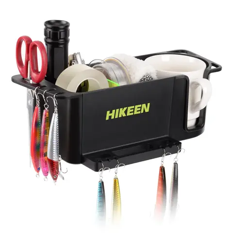 Multifunctional ABS Plastic Caddy Organizer - Cup Holder, Adjustable Dividers, Fishing Tool Holder, Marine Environment Accessory for Bass Boats, Jon Boats, Kayaks, Bathrooms, Garages