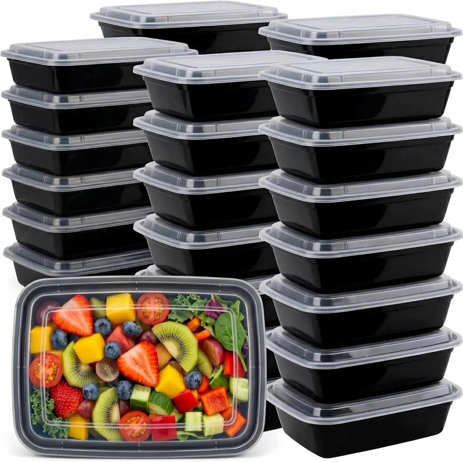 150 Pack 28oz Meal Prep Containers with Lids, BPA Free Reusable Food Storage Containers, Microwave Dishwasher & Freezer Safe Plastic Lunch Boxes for Meal Prep & Takeout