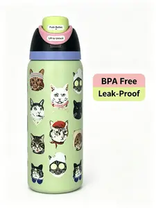 Owala Reusable Insulated Stainless Steel Water Bottle - Eco-Friendly Cat Print Travel Mug, BPA-Free, Leakproof FreeSip Lid, Reduces Plastic Waste, Perfect for School, Gym, Daily Use & Sustainable Living