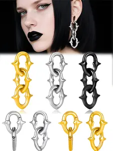 Vanku 1pcs Stainless Steel 4mm Chain Ear Weights, Punk Style Piercing Earrings, Fashionable Hoop Earrings, Unisex Fashion Jewelry, All Seasons Accessory