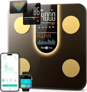RunStar Smart 4E Body Scale with 8-in-1 VA Display, SmartView Lite Scale for Body Weight, High Precision Bathroom Digital Scale with APP, Heart Rate BMI Body Fat 22 Body Composition 400lbs