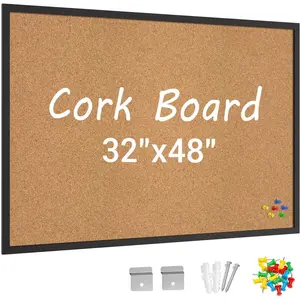 Cork Board Bulletin Board with Black  Frame, 32 x 48 Large Corkboard Pin Board for Wall,Office, and School