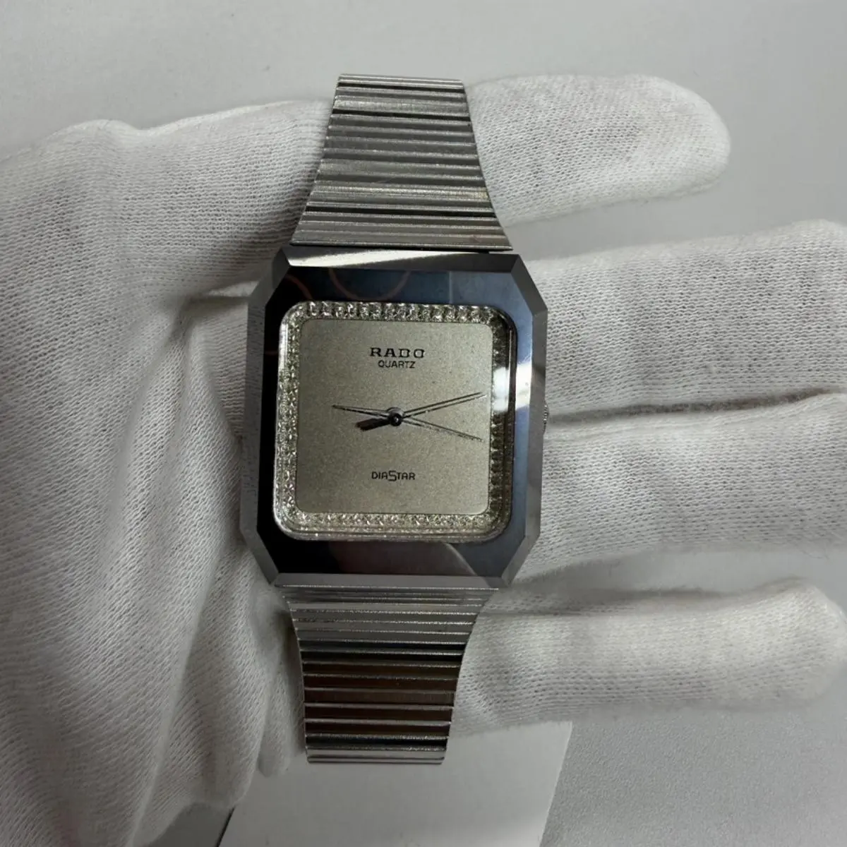 Pre-owned rado As Shown Shoulder Bags DiaStar Diamond Set Silver Dial Tungsten Quartz Watch 19cm 13494