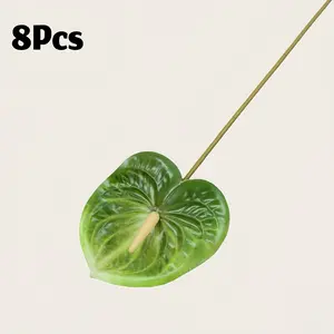 8pcs Artificial Anthurium Flowers, Realistic Faux Tail Flower Stems, Home Decor, Wedding, Bedroom, Elegant Fake Anthurium Bouquet