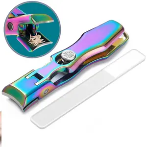 Nail clippers are suitable for thick toenails and fingernails, with large, wide jaw openings and heavy-duty, non splashing nail clippers with connectors suitable for men, women, adults, and elderly people (rainbow) Manicure Nail Care