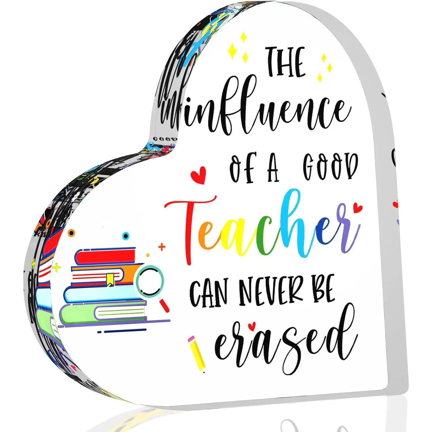 [Memorial Day Deals] Teacher Appreciation Gifts, Acrylic Heart-Shaped Keepsake Sign   Acrylic Plaque Teacher Gifts from Student, Teachers ' Day, Christmas, End of Year, Graduation Gift