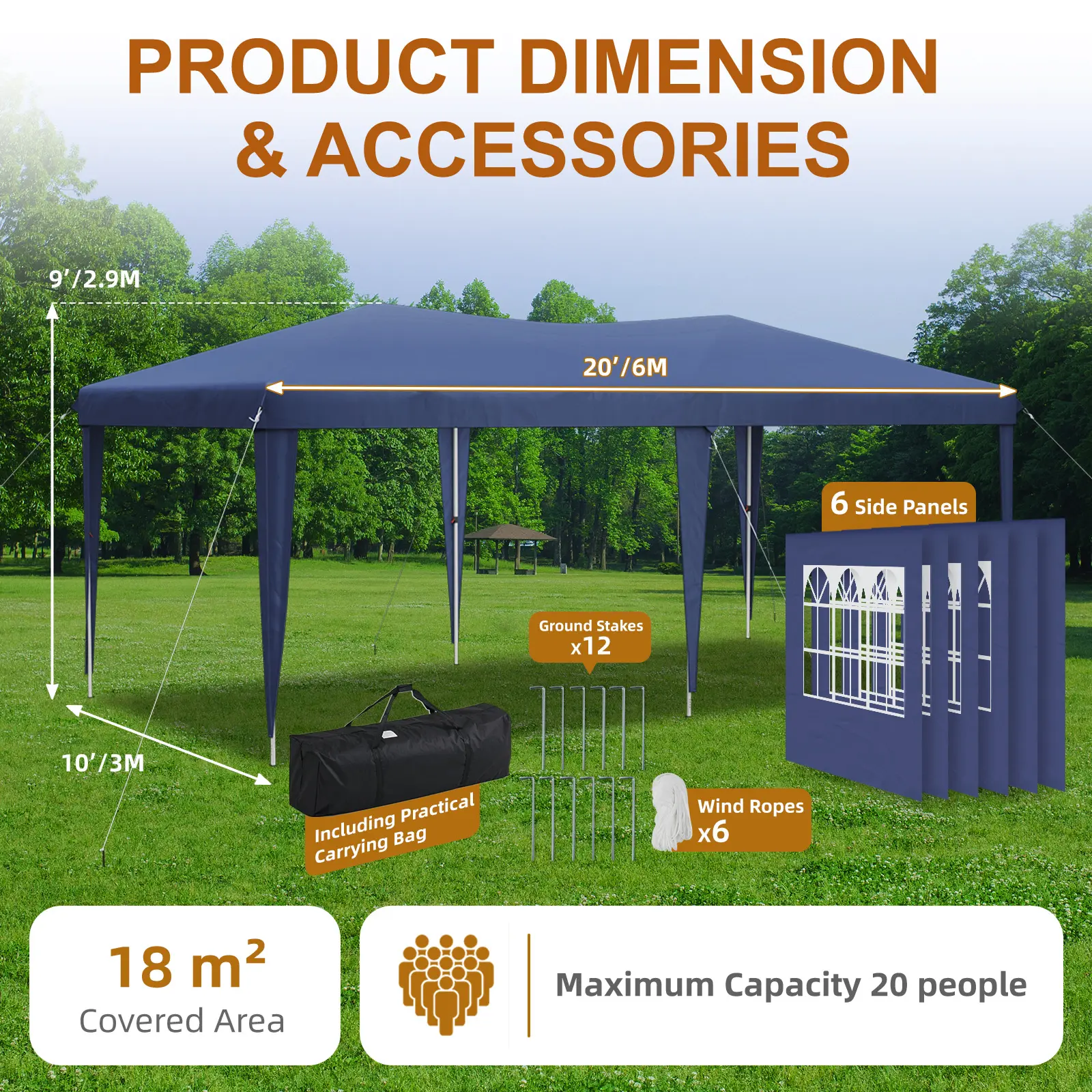 Blue/10x20 with 6 Sidewalls 