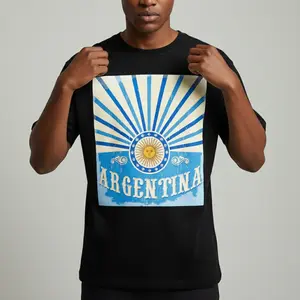 Men's Graphic T-Shirt - Short Sleeve Crew Neck Regular Fit Casual Wear | Soft & Breathable Fabric, Durable Print, Everyday Comfort, Machine Washable, 2026 DreamCup-Argentina Flag Graphic