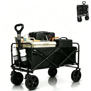 【Game Day Ready】450LBS Heavy Duty Collapsible Utility Wagon, One Step Fold Waterproof Oxford Cart with Sand-Proof All-Terrain Wheels for Football Tailgating, Camping & Grocery Shopping