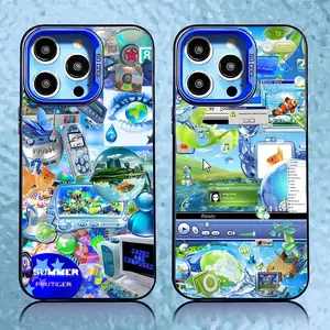 Frutiger Aero Phone Case For iPhone17, 16,15,14,13,12,11,Pro,XS,Max,Plus,Mini,SE Blue Candy Matte Shockproof Cover