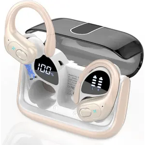 Wireless Earbuds 75hrs Bluetooth 5.4 Headphone Sport, 2025 Bluetooth Earbuds Stereo Deep Bass Over Ear Bud with Earhooks, ENC Noise Cancelling Mic, Waterproof Earphone for Workout/Running Audio Charging Portable Button Connection Instant Dark Green