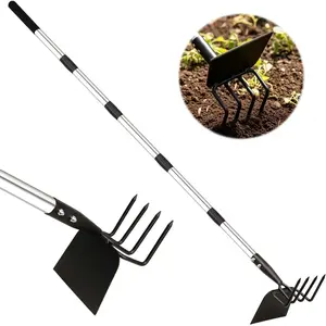 Garden Hoe & Cultivator, Efficient Long Handle Garden Tool, 2-in-1 Hand Cultivator and Gardening Hoe for Raised Beds, 60inch Heavy Duty Hoe Garden Cultivator for Loosening, Weeding, Planting