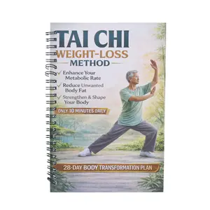 Tai Chi Weight Loss Practice Diary Book, 28-Day Body Transformation Plan, Daily 10-Minute Tai Chi Stamping Notebook, Spiral Bound Planner, Workbook Journal, Father's Day Mother's Day Gift