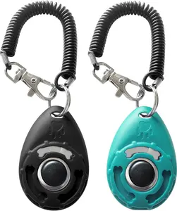 Pet Training Clicker with Wrist Strap, 2 Pack, Rustproof Metal for Behavior Correction & Easy Obedience - New Black + Blue Dog Training Clickers