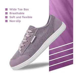 HOBIBEAR Barefoot Shoes for Women Men Zero Drop Sole Wide Toe Box Walking Sneakers Footwear Training Purple Breathable Soft Flexible Non-slip