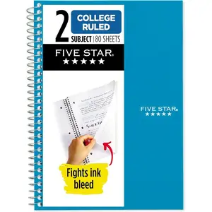 Spiral Notebook, 2 Subject, College Ruled Paper, 6" x 9-1/2", 80 Sheets, Fights Ink Bleed, Water Resistant Cover, Tidewater Blue (840029CG1-ECM)