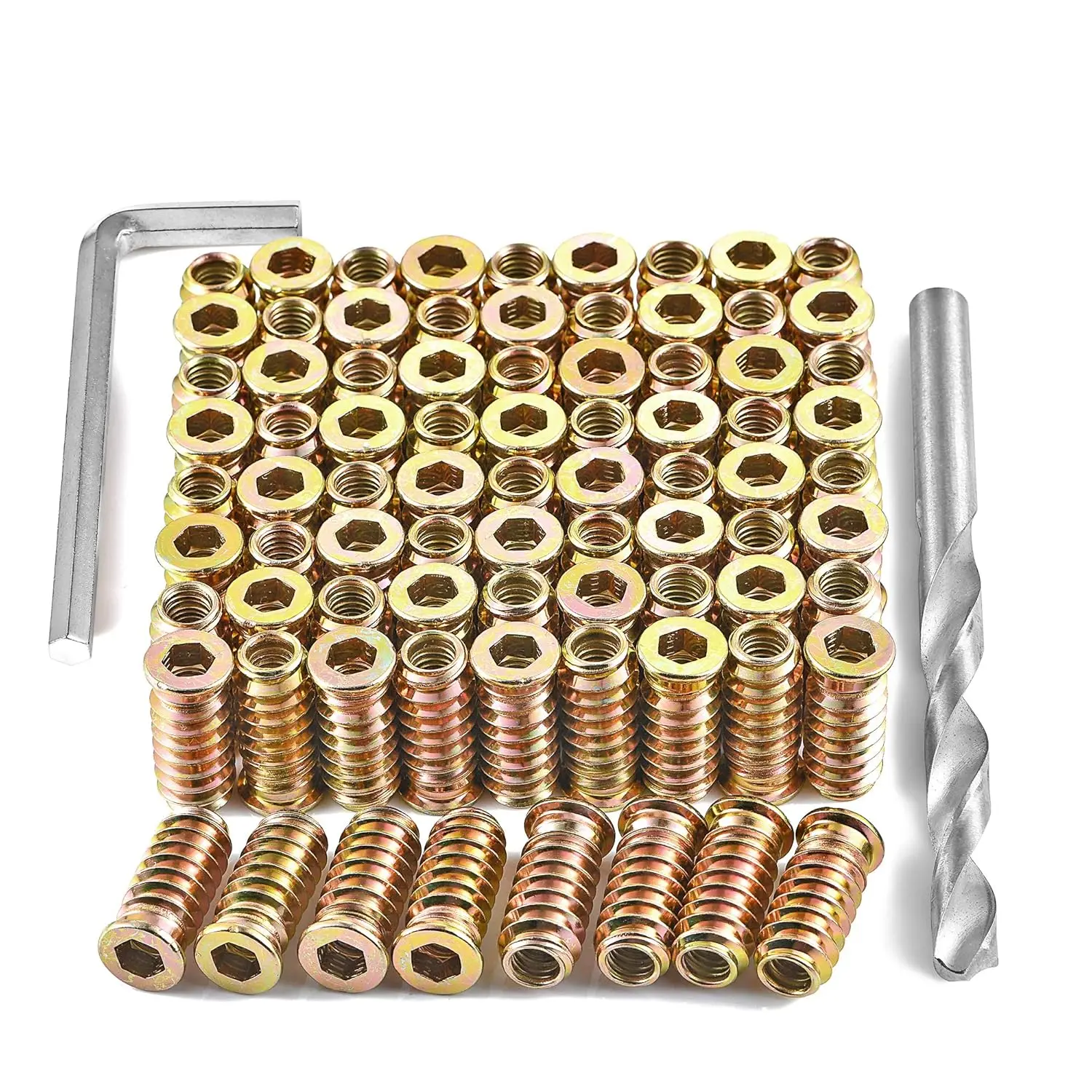 200 count 1/4 "- 20 Threaded Insert, Hex Socket Drive Hardware Nuts - Metal Nut Inserts Furniture Insert Hardware, Bolt Fastener Connector for Woodworking Tools (1/4"-20x25mm)Quesear