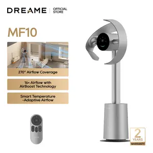 DREAME MF10 Bladeless Tower Fan for Bedroom, Smart Standing Fan with 270° Spatial Airflow for Whole-Room Circulation, 59ft/s High Velocity, 10 Speeds 3 Modes, Temperature-Adaptive Airflow, MF10-Beige