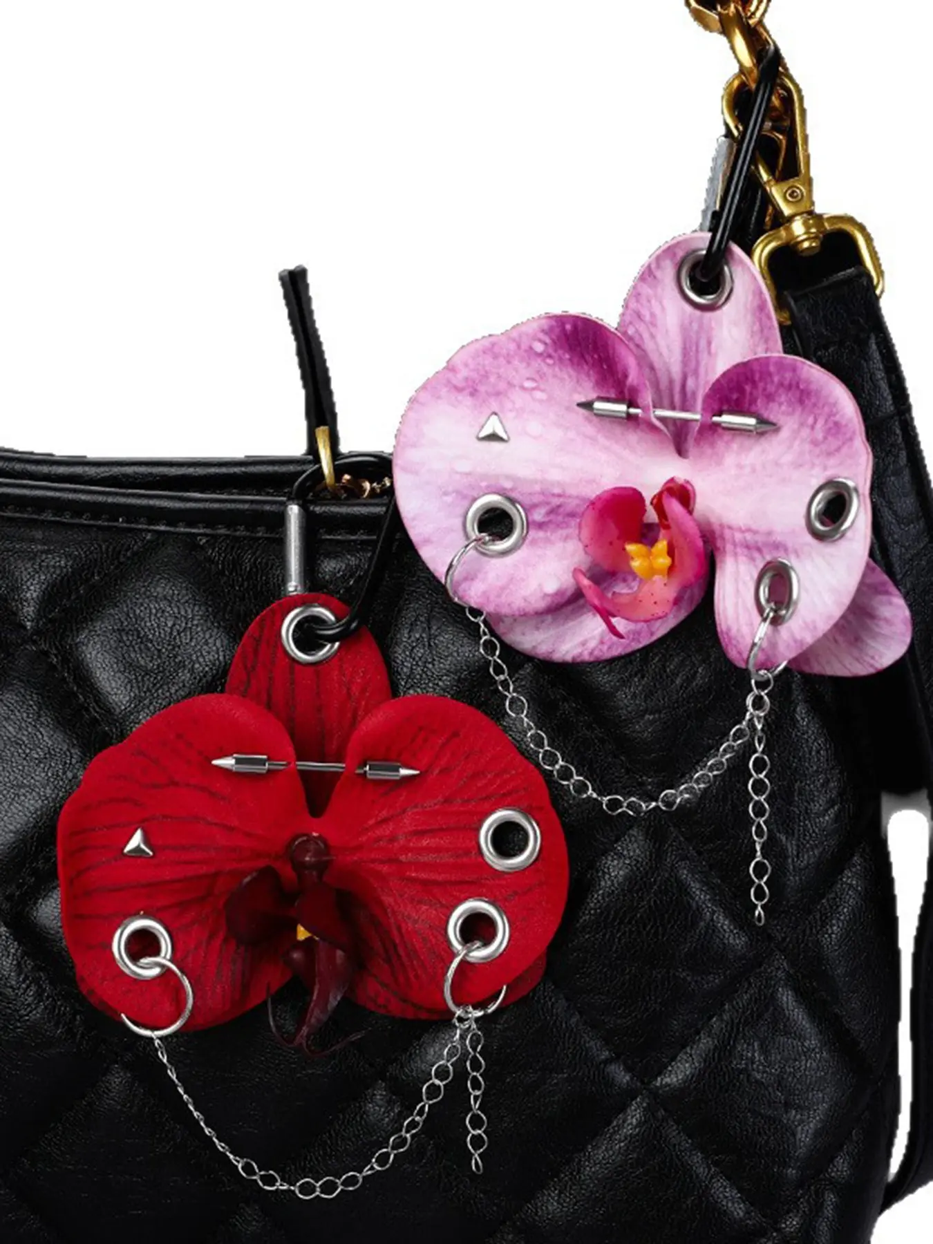 High end floral bag pendant, exquisite butterfly orchid shaped design, detail embellishment decoration, punk style niche personalized fashion pendant, lightweight and easy to carry, Bag Charm, Bag Accessories, Bag Accessories Charms
