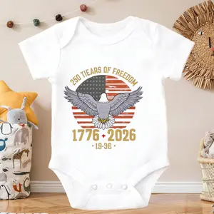 Eagle Flag Freedom Years Dates Baby Onesie Cotton Short Sleeve Bodysuits | Breathable for Diaper Changes & Clothing, -Diagnosis for Caregivers - Breathable baby clothes Cool wearing Spring Summer Fall Outfit, Perfect for Outdoor