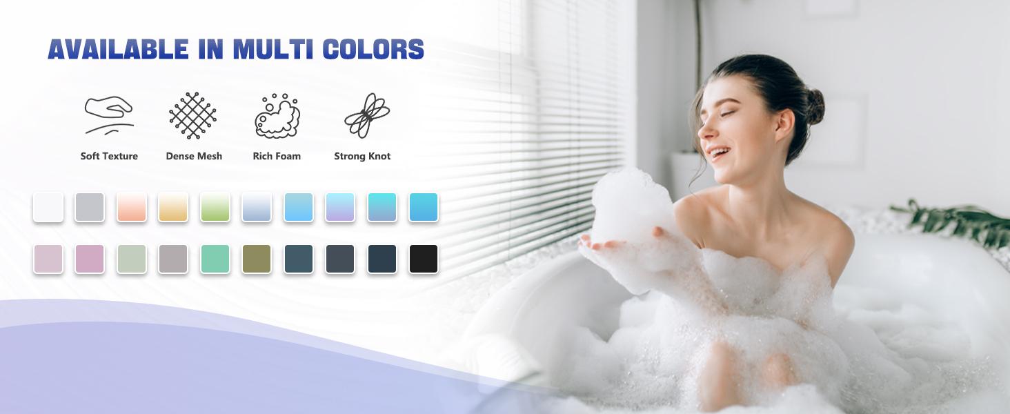 Loofah Sponge 75g/Piece, Exfoliating Bath Sponge Body Scrubber - Loofa Set of 4 Flower Color (Large, Green-Purple)