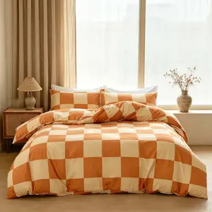 3-Piece Plaid Printed Duvet Cover Set, Fashion Plaid Pattern Bedding Set, Suitable for Bedroom and Guest Room (1 Duvet Cover + 2 Pillowcases, No Insert Included), Birthday Gift, All Season Use