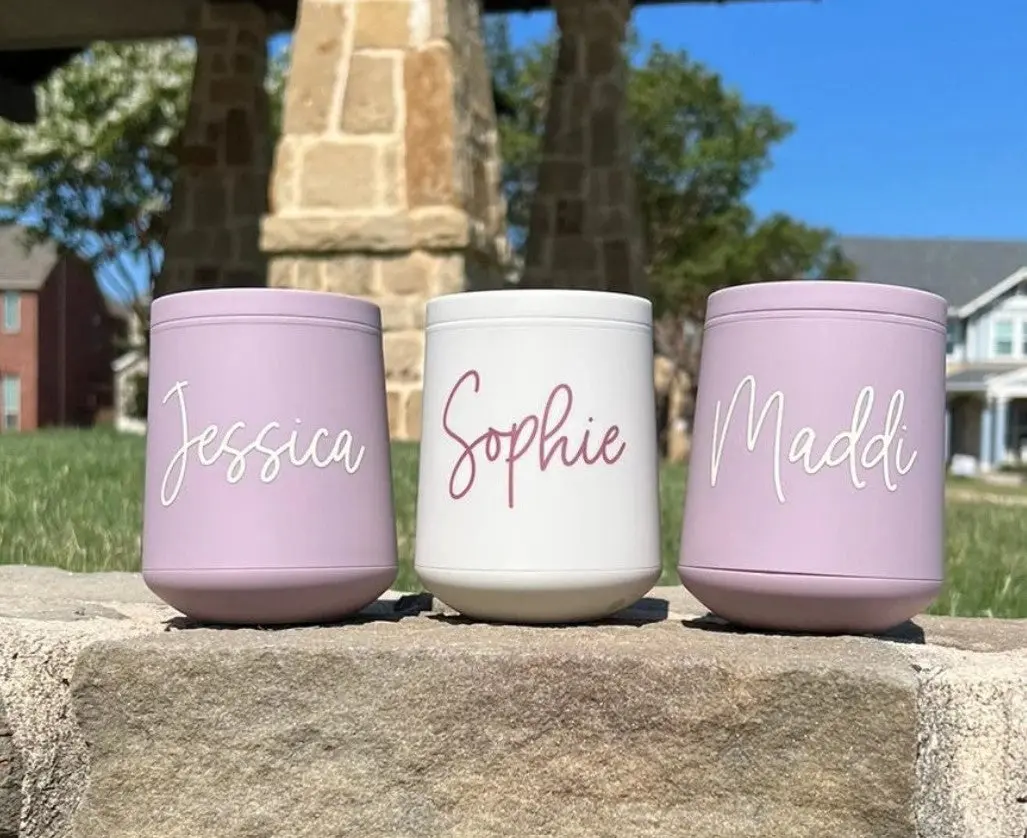 Personalized Acrylic Wine Tumbler - 10oz Double Wall Insulated Mug with Matte Finish & Press On Sip Lid - Customizable Name & Font - Durable BPA-Free Drinkware for Indoor & Outdoor Use