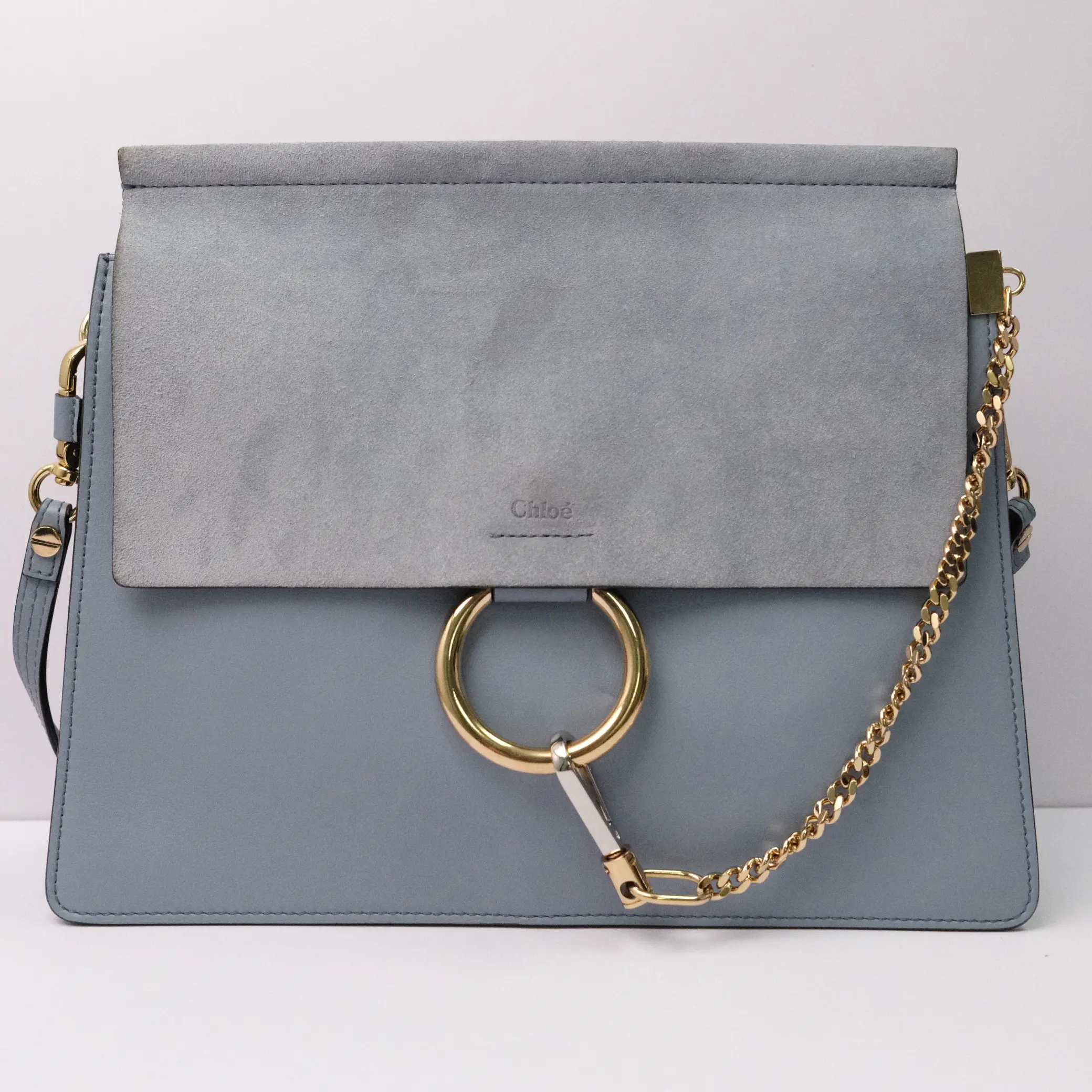 Pre-owned Chloé Faye Medium Blue Leather Shoulder Bag