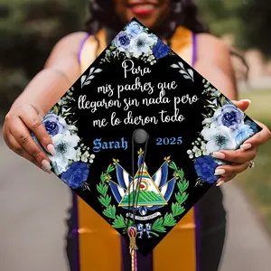 Customized El Salvador Graduation Cap, Latina Grad Cap Topper, Handcrafted Cap Decoration for 2025 Graduates