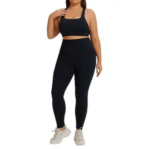 Plus Size Women's Sportswear Set Quick Dry Breathable Gym Outfit Running Workout Yoga Set 2-Piece leggings