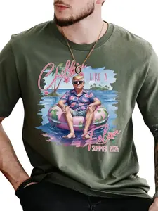 [TEA-SHOP]Chillin Like A Feloon Shirt, Trump Summer Shirt, Summer 2024 Chillin' Trump Shirt, Summer Vacation Beach Tee, Perfect for Sunny Summer Days and Mild Spring Mornings.