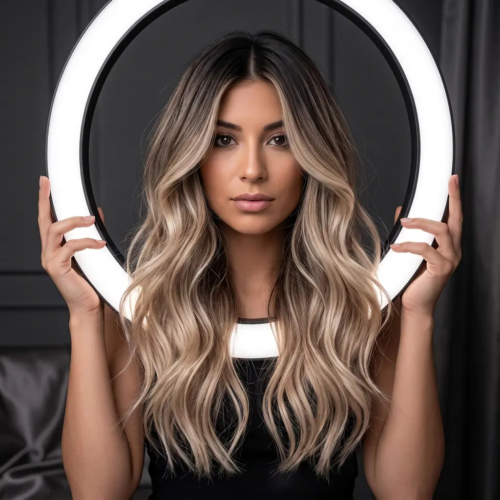 Balayage Blonde Long Wavy Wigs for Women 24-26 Inch Heat Resistant Curly Wig Natural Look for TikTok Live Daily Party Use