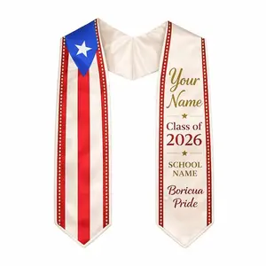 Custom Puerto Rican Graduation Stole 2026, Puerto Rican Flag Sash, Boricua Grad Stole, Personalized Name School Stole, Latino Grad Gift Graduation Stole