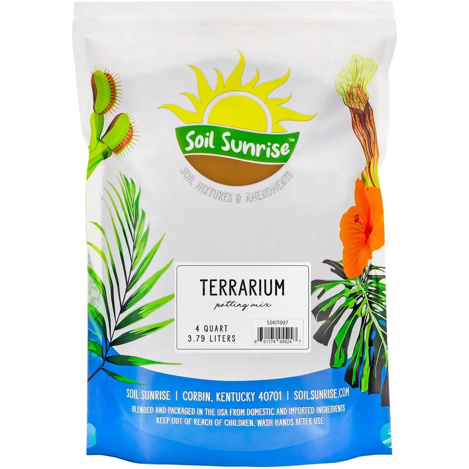 Terrarium Potting Soil Mix (4 Quarts), w/Blended Filtering Charcoal Custom Made for Terrariums