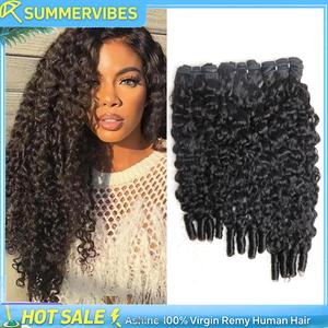 [Summervibes] Burmese Curly Bundles Human Hair 10A Brazilian Virgin Human Hair 14-30 Inches Bundles Double Weft Bundles Natural Black Color Wet and Wavy Glueless