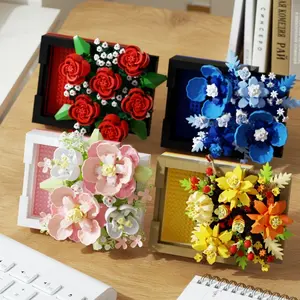 Creative Artificial Flower Bouquet Building Block Toy Set, DIY Assembly Kit for Kids & Adults, Unique Gift Idea for Birthday Parties & Special Occasions
