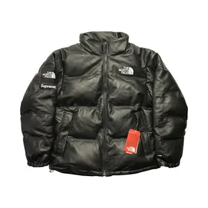 Supreme Men's The North Face Leather Nuptse Jacket Black, from StockX