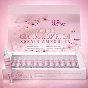 Bio Activo GlowDrop High Shine Hair Ampoules – 12 Pack Dominican Leave-In Treatment for Intense Shine, Frizz Control & Silky Hair