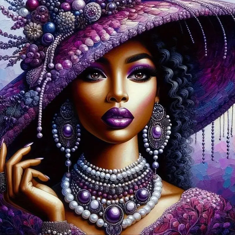 5D DIY Diamond Arts Colorful Painting Kit, Purple Lady Pattern Diamond Arts Colorful Painting without Frame, DIY Decor Painting for Bedroom, Diamond Art Tools, Handicraft, DIY Kits