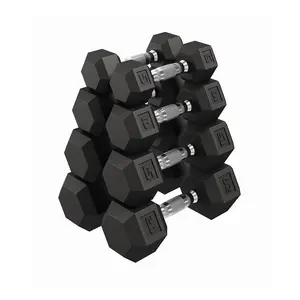 GAOMON 100LB Set Hex Dumbbell,Hand Weights Dumbbells Pair with Cast Iron Core,Rubber Encased Coating and Textured Carbon Steel Handle for Home Gym Strength Training-（5LB+10LB+15LB+20LB)x2
