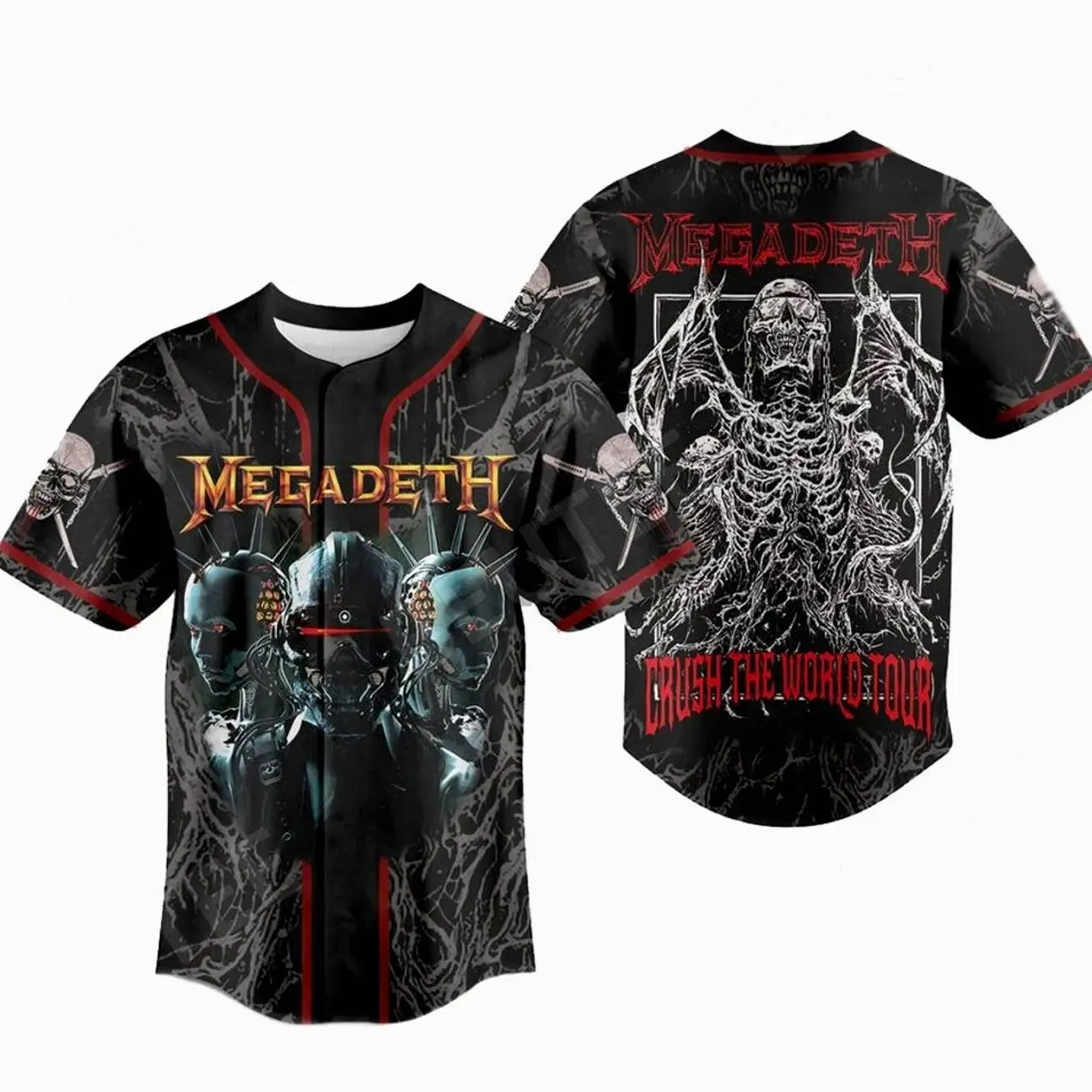 Megadeth Crush The World Tour Baseball Jersey Megadeth 3D Print Unisex T-Shirt Q45