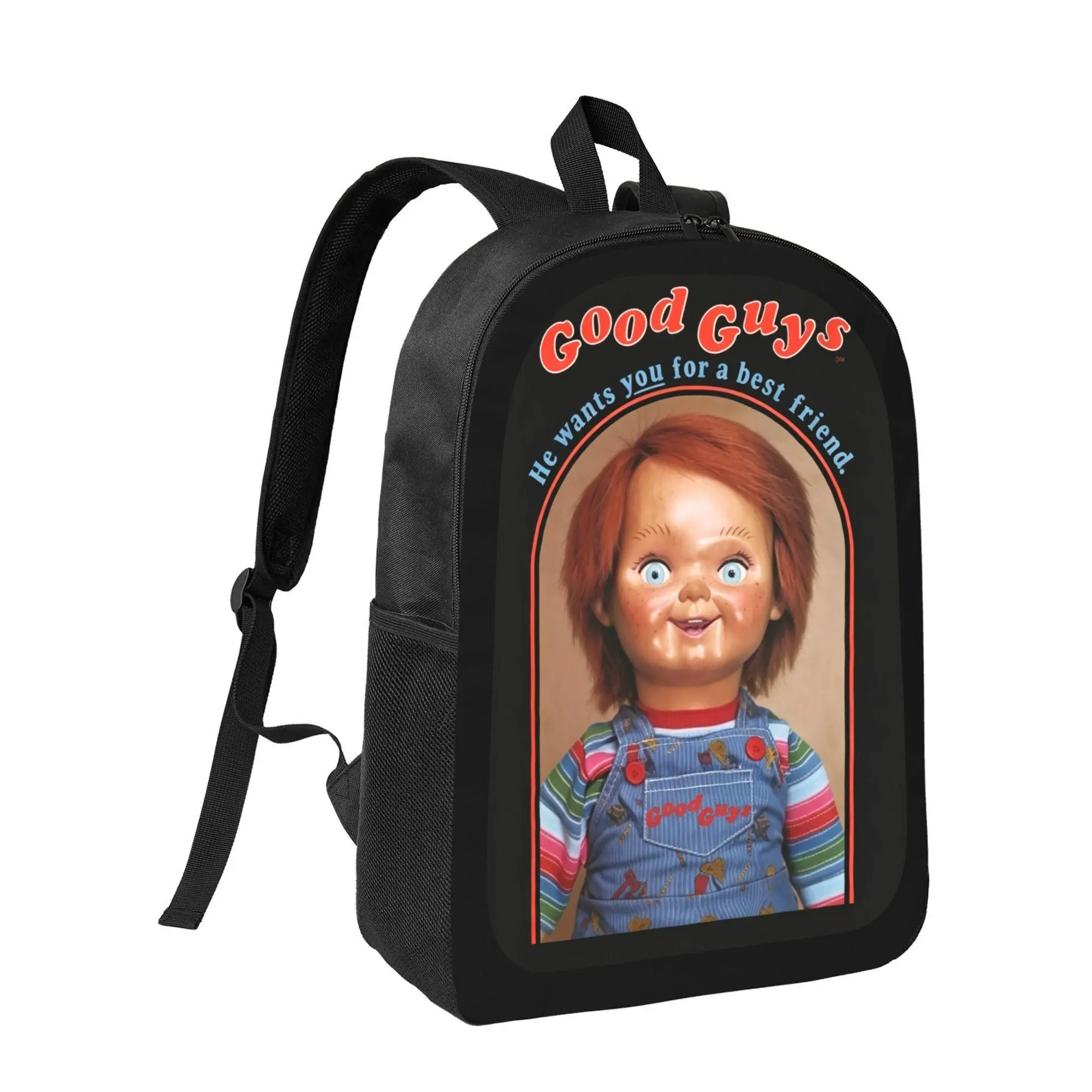 Teens Chucky Good Guys Themed Large‑Capacity Backpack, Lightweight Horror Merch Bookbag for Daily School & Short Trips