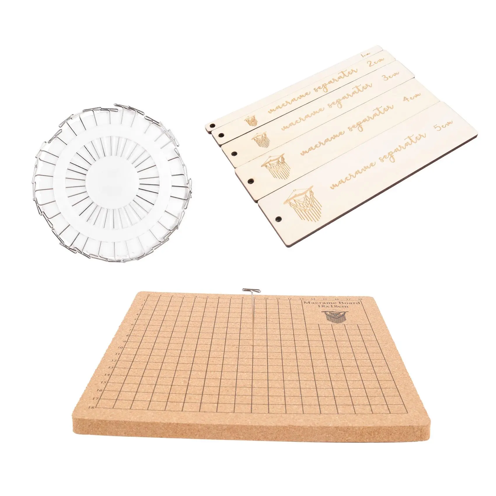 DIY Macrame Craft Kit with Wooden Grid Lines Board and Pins, Essential Macrame Tools for Home Festive Decorations