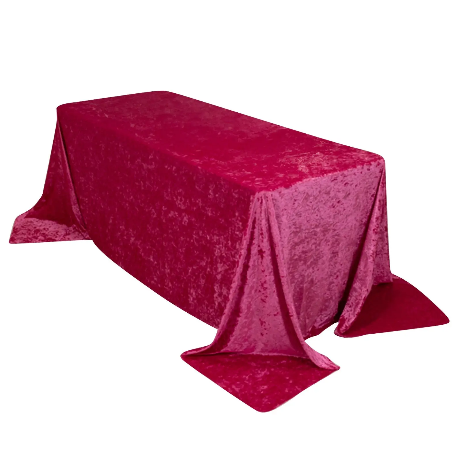 Premium Crushed Velvet 90"x132" Rectangle Tablecloth Fuchsia - Reusable Soft & Seamless Table Cover, One-Piece